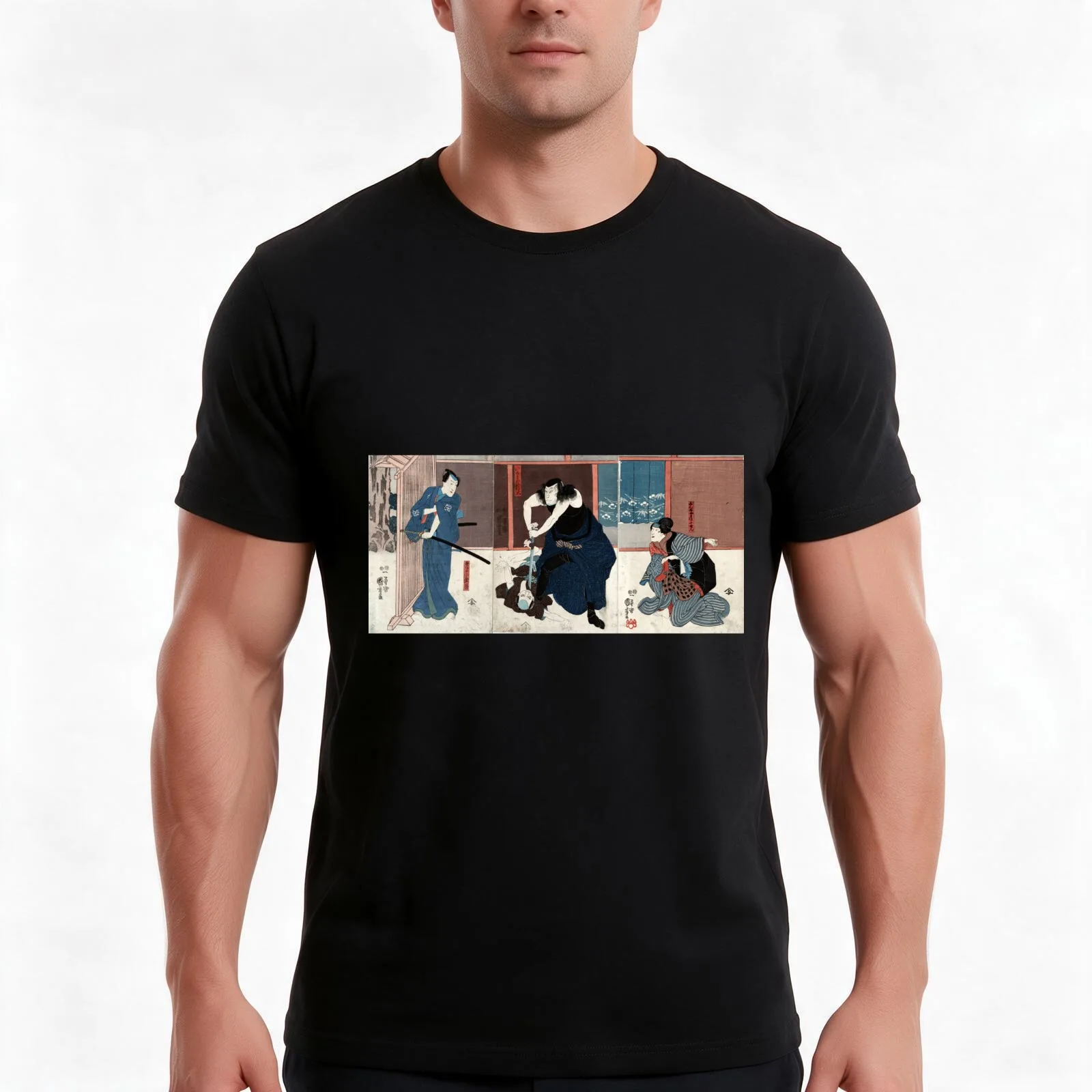 Igami No Gonta-Wife Kosen-And the Kokingo - Kuniyoshi Utagawa - 1848 - woodcut T-Shirt, Summer Casual Cotton Tee, 100% Cotton