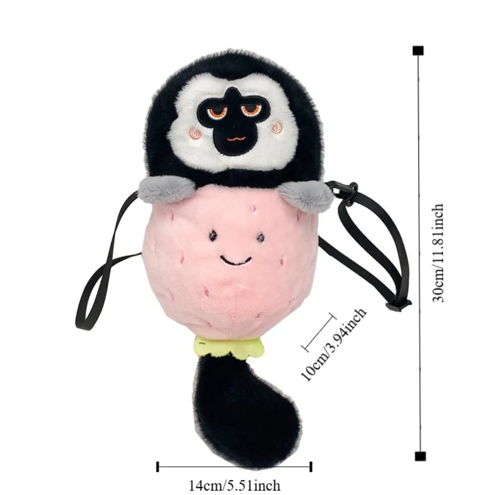 Bolso cruzado de peluche con diseño de pingüino para niños, bandolera pequeña con cremallera, monedero coreano