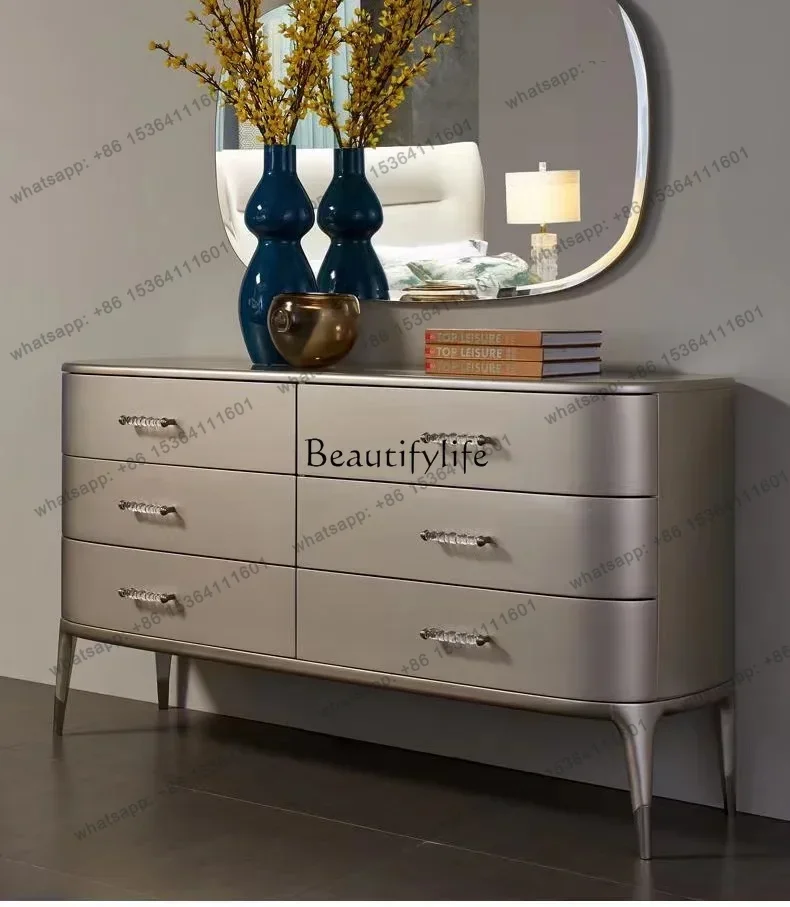 FG Light luxury solid wood 6 chest cabinets, American living room entrance hall cabinet drawer cabinet