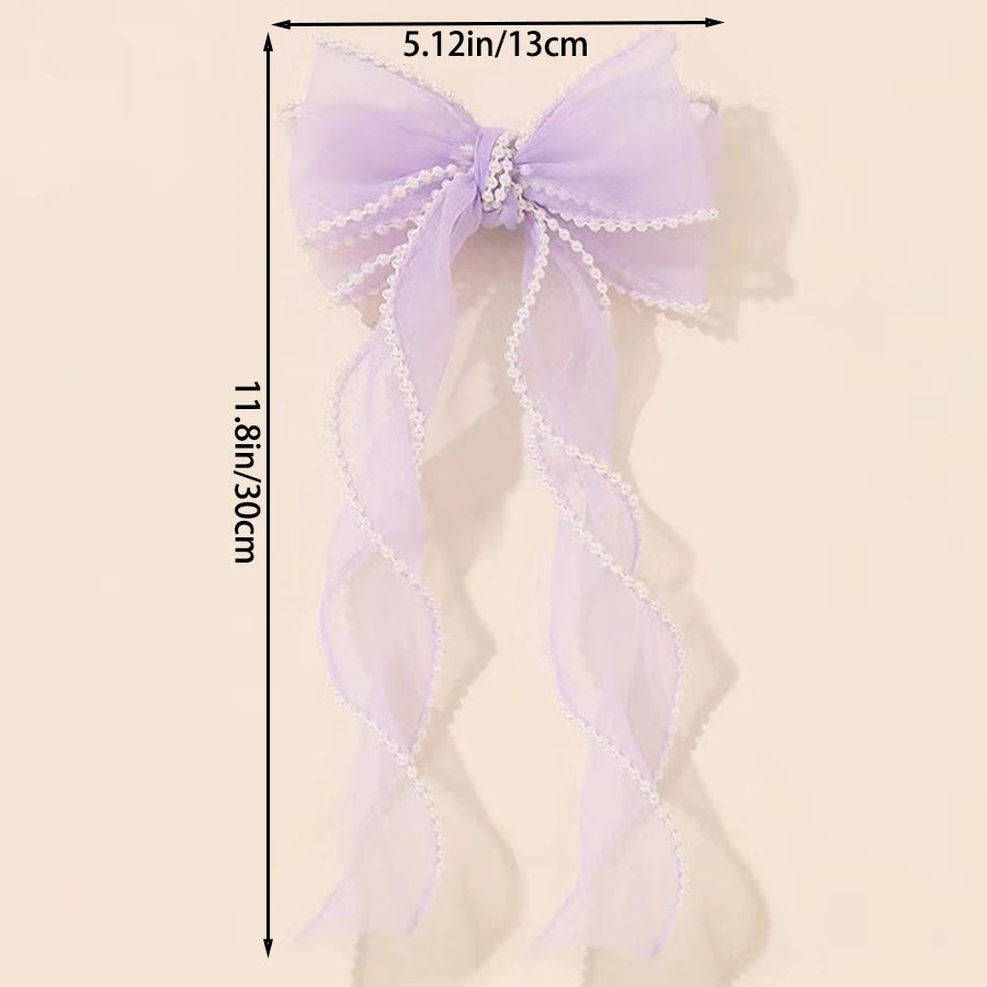 4PCS Pearl Bows Ribbon Hairpins Children Hair Accessories Girls Braided Hair Clips Sweet Princess Hairpins Kids Headwear