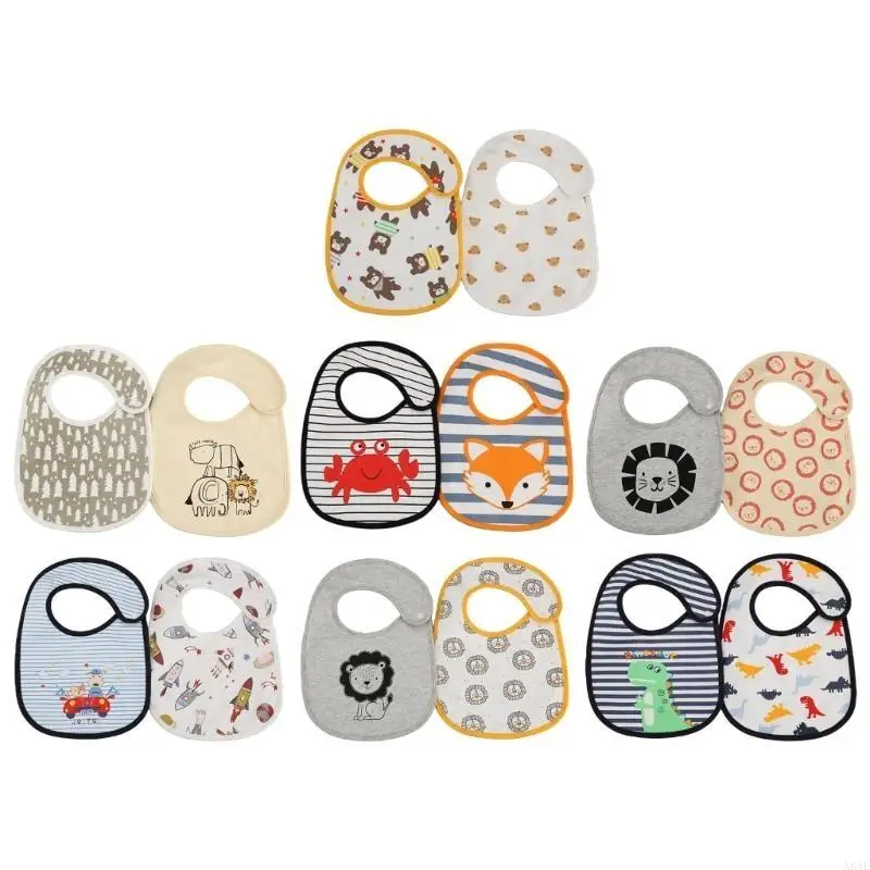 

N84E Waterproof Cotton Baby Teething Bibs Adjustable Closure Breathable Bibs