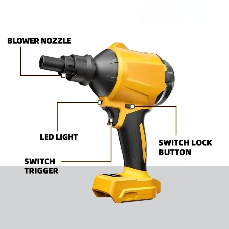Fit Dewalt – souffleur d'air électrique sans balais, pistolet de dépoussiérage sans fil avec buse, Machine d'époussetage multifonction, outils de gonflage