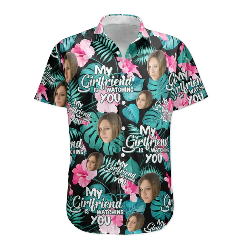 Summer Custom Photo Face Shirt - Custom Photo Short Sleeve Button Down Hawaiian Shirt - Best Gifts For Men - Beach Party Shirts