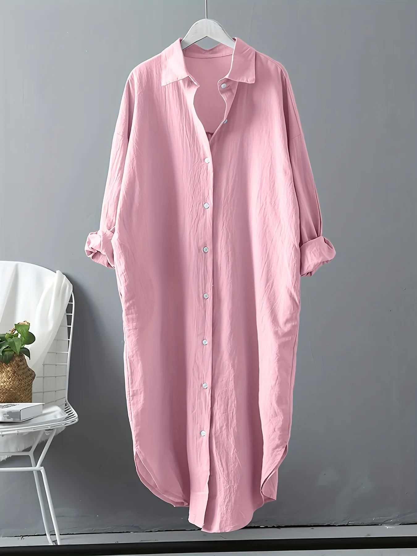 

Платье из льна с длинным рукавом Модная мода для женщин, спальные и удобные неформальные платья с белыми женскими женщинами