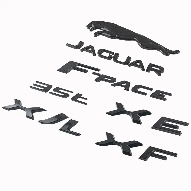 1PCS ABS Black Silver Car Letter Rear Trunk Decals Emblem Badge For Jaguar XF XFL XE XEL XJI Logo Type S-Type F-Type Accessories