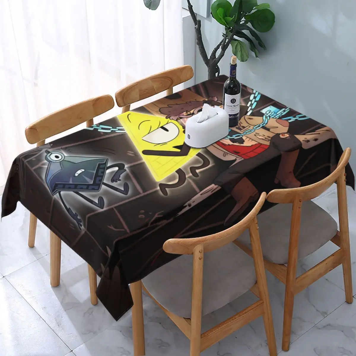 Custom Rectangular Disney Anime Gravity Falls Tablecloth Fit 40