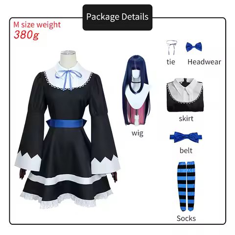 Anime Panty &amp; Stocking with Garterbelt Younger Sister Anarchy Stocking Cosplay Costume Gothic Maid Lolita Dress Wig Long Socks