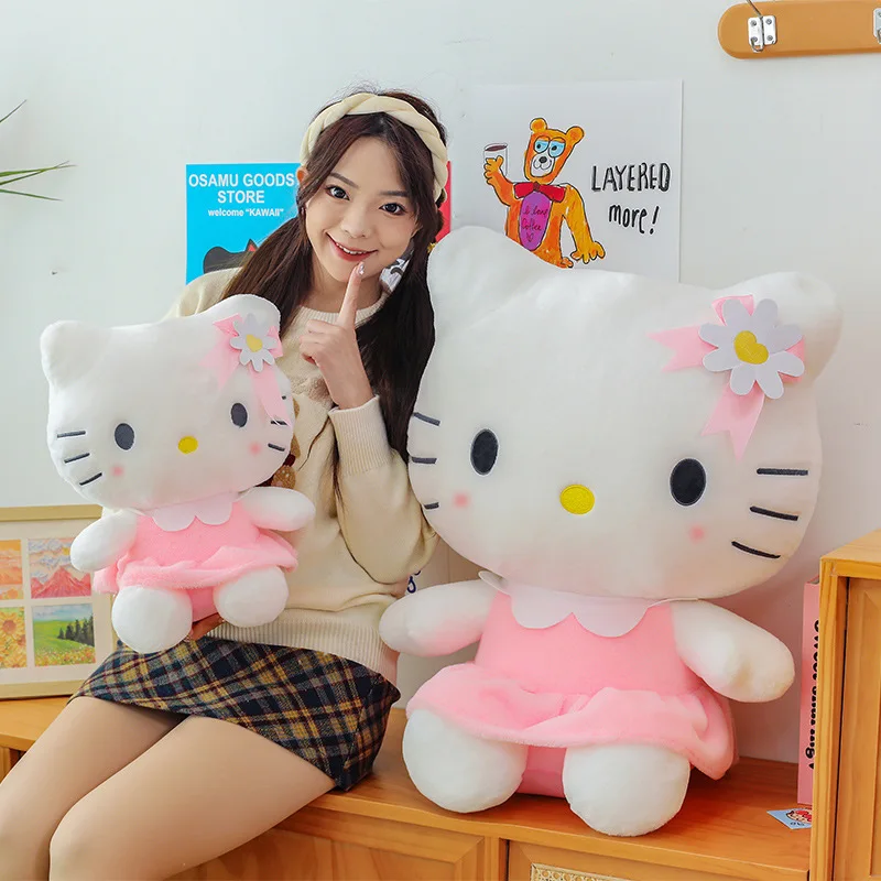 70cm Big Size New Hello Kitty Doll Stuffed Soft Plushies Kitty Cute Anime Cartoon Birthday Gift for Girls Girlfriends Cloth Doll