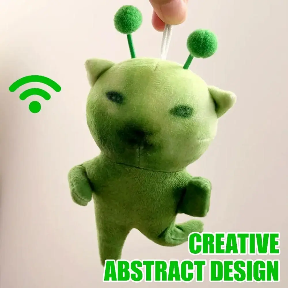 10cm Green Alien Cat Toy Poseable Deformable Red Scarf Alien Kitten Toy Soft Cartoon Ugly Cute Plushie Keychain