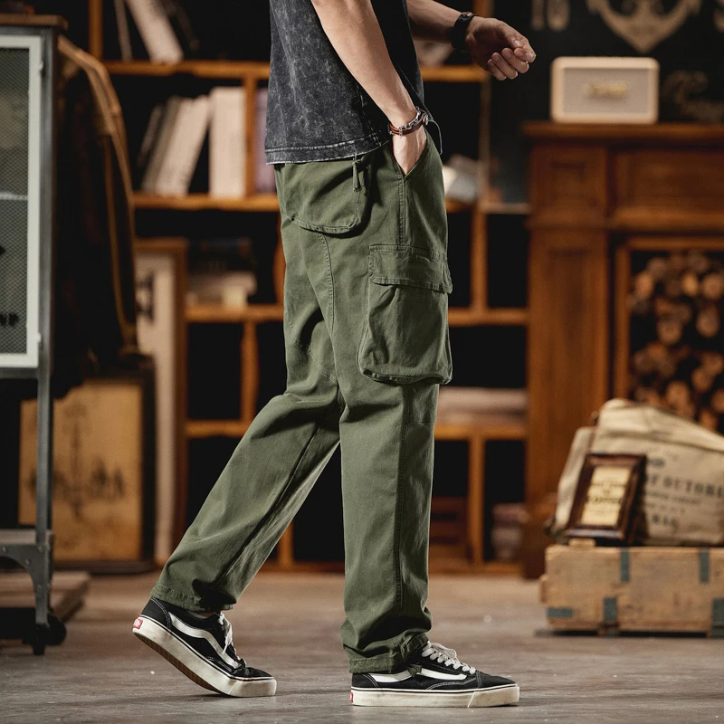 2025 ربيع الخريف جديد الرجال مستقيم الساق سراويل تقليدية النمط الأمريكي البضائع السراويل واسعة الساق السراويل بالجملة للرجال #2