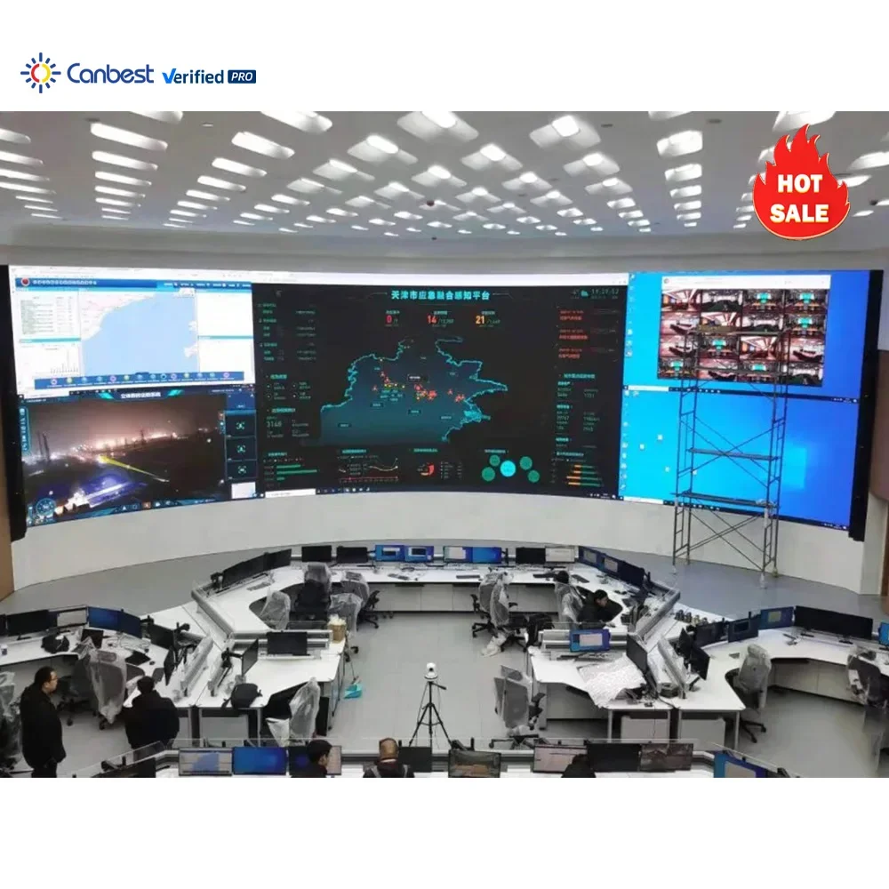 P1.2 P1.5 P1.8 600X337mm 16:9 Fine Pitch Indoor Fixed COB LED Video Wall Display Screen for Central Control Monitoring Room
