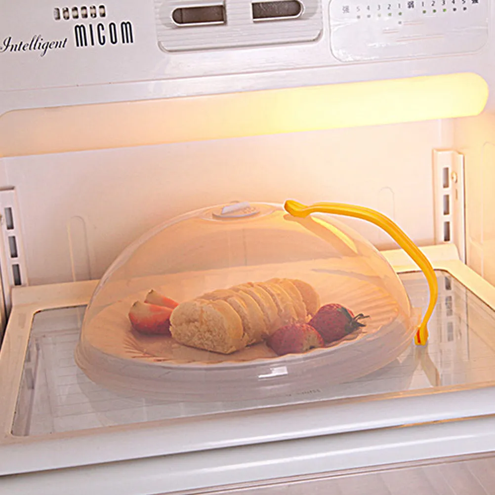 

Food Splatter Guard Microwave Cover Vented High Dome Heated Sealed Plastic Anti-Sputtering Oven Oil Food Cover 26.5x10.5cm