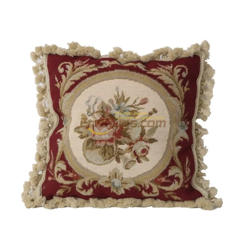 needlepoint national woven throw embroidery Throw pillow palace collection pure wool needle embroidery cross stitch