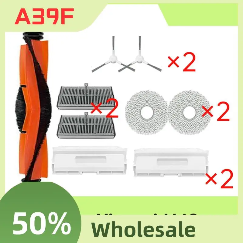 مجموعة ملحقات آلة الكنس العلوية A39F مكونة من 9 أجزاء لفرشاة Xiaomi H40 الرئيسية، فرشاة جانبية، ممسحة، فلتر، كيس غبار
