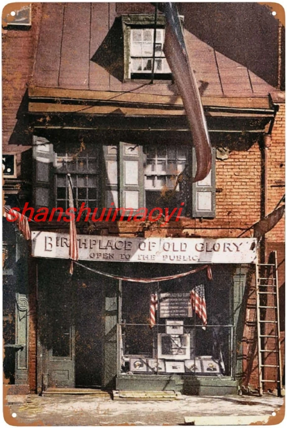 Betsy Ross House Philadelphia Travel Metal Signs Aluminum Sign, Chic Vintage Tin Signs, Retro Rusty Traces, Classic Designs ALIA