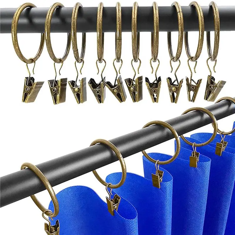 120 Pack Vintage Curtain Clips, Strong Metal Decorative Rustproof Drapery Curtain Ring With Clip Bronze Color