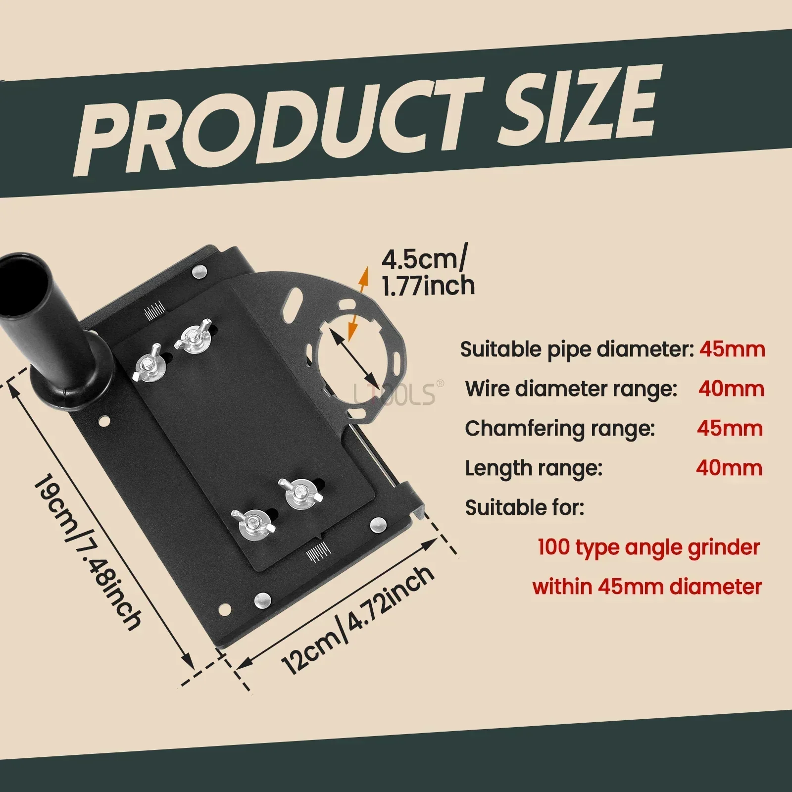 New 100-Type Angle Grinder 45° Tile Chamfering Stand Grinder Support Chamfer Cutting Auxiliary Side Handle Bracket Fixed Holder