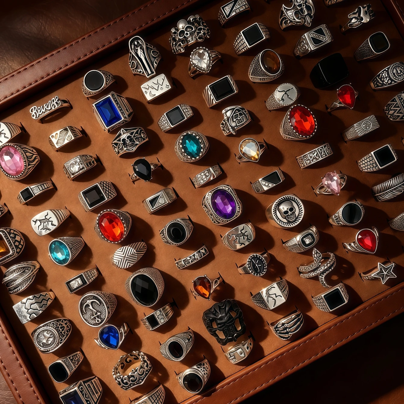 6/12/24/36/48/100Pieces Vintage Punk Geometry Glass Rings Set For Women Men Mix Style Retro Skull Eye Finger Jewelry Party Gifts