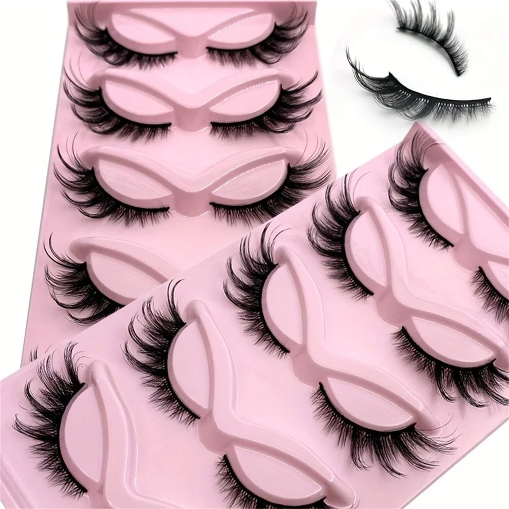 5 أزواج من الرموش الصناعية على شكل عين القطة - رموش كوميدية رموش ناعمة وطبيعية، مكياج ممتد - مضاد للحساسية، مريح #4