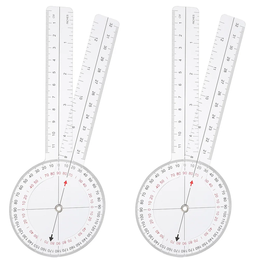 2 Pcs Protractor Angle Ruler Foldable Measuring Tool Rotatable Finder Rotary Goniometer Professional Transparent Plastic