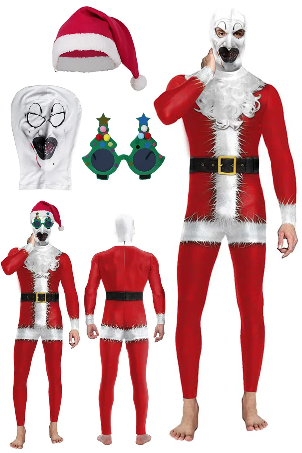 Fantasia Spaventoso Babbo Natale Art Clown Cosplay Abbigliamento horror 2024 Film Terrifier 3 Disfraz Costume da uomo Fantasia Halloween Panno