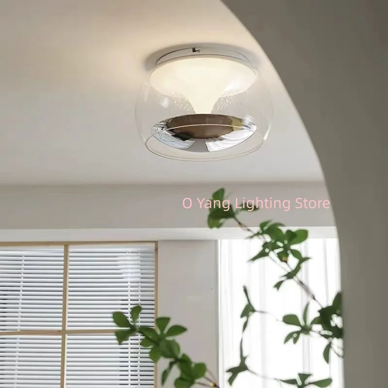 LED Ceiling Light Retro Glass Room Light Bauhaus Personalized Circular Tricolor Indoor Lighting Fixture 42cm