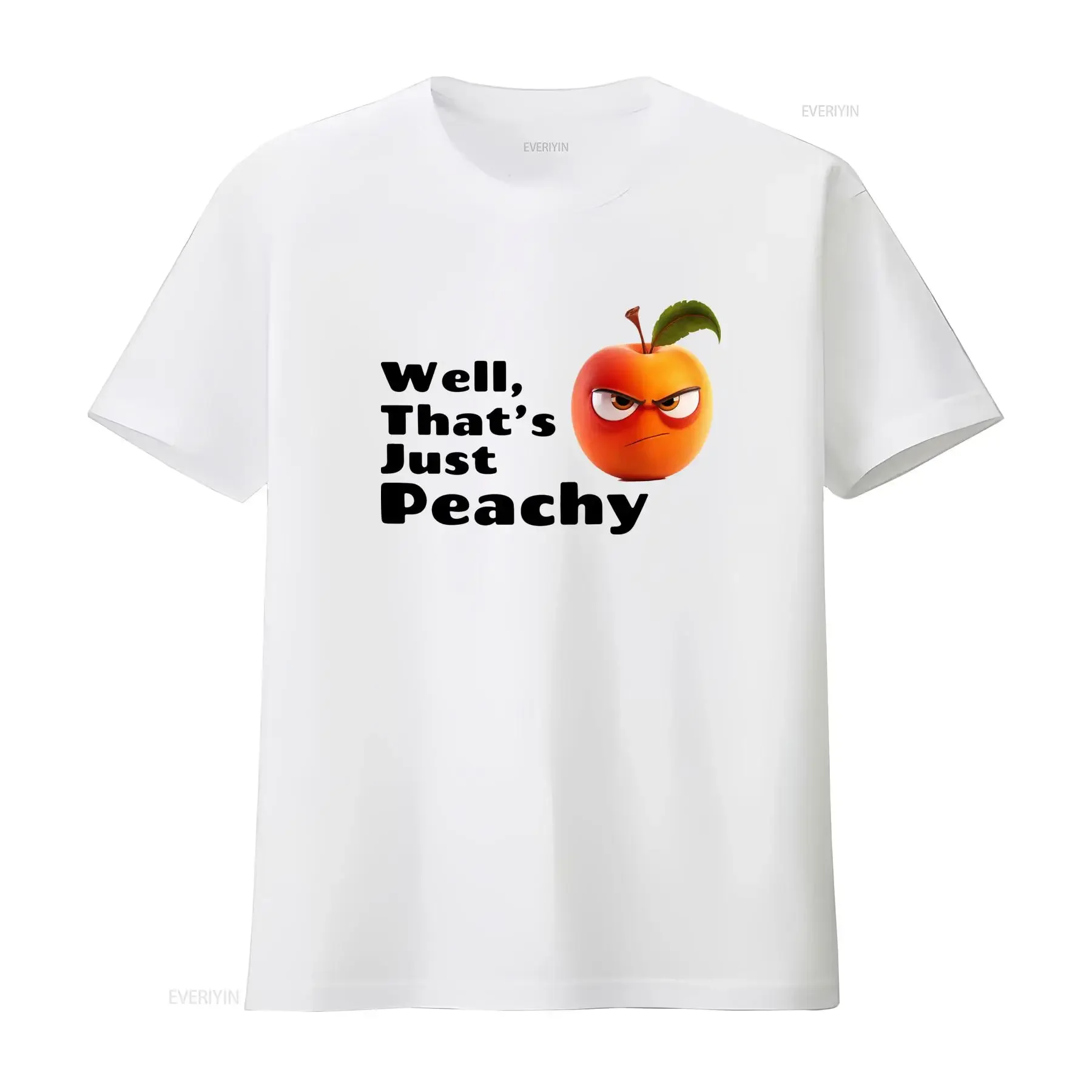 Funny Sarcasm Cute Just Peachy T Shirt with Angry Peach Design vintage Washed Breathable fashion Versatile graphic Slightly