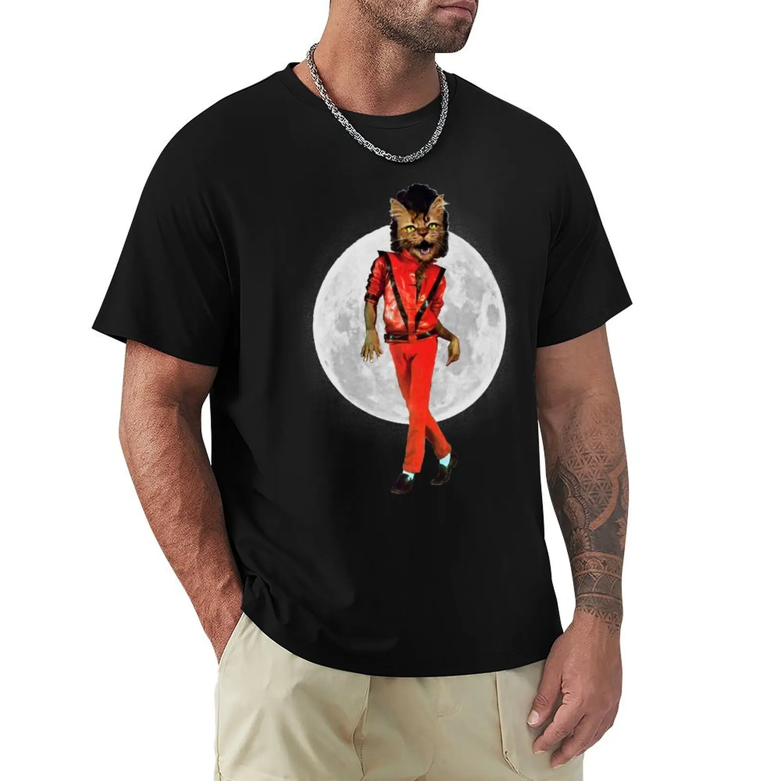 

King of Pop Michael Cat - Thriller T-Shirt All Match Print Short Sleeve Top