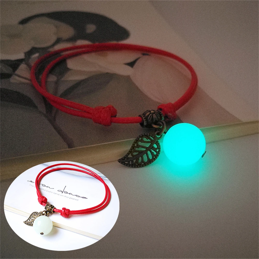 Fashion Luminous Bead Anklets For Women Men Simple Ethnic Style Rope Chain Anklet Bracelet Summer Beach Jewelry Couple Gift