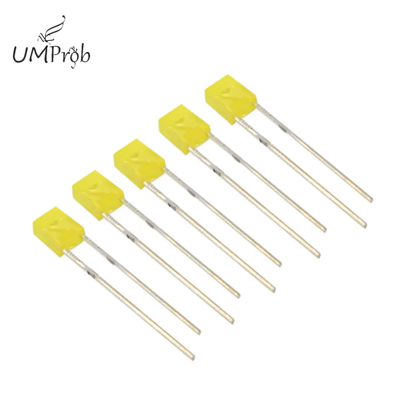 100PCS/lot 2x5x7 Square 5-Color Short-LEG Light-Emitting Diode LED In-Line Lamp Beads