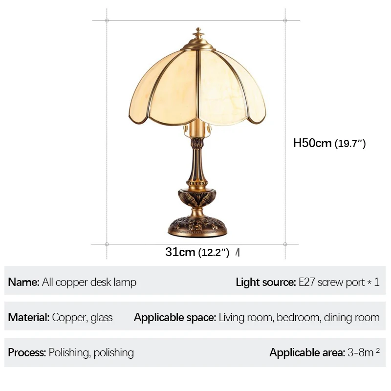 BELLE Modern Brass Table Light LED European Creative Luxury Glass Copper Desk Lamp For Home Living Room Study Bedroom