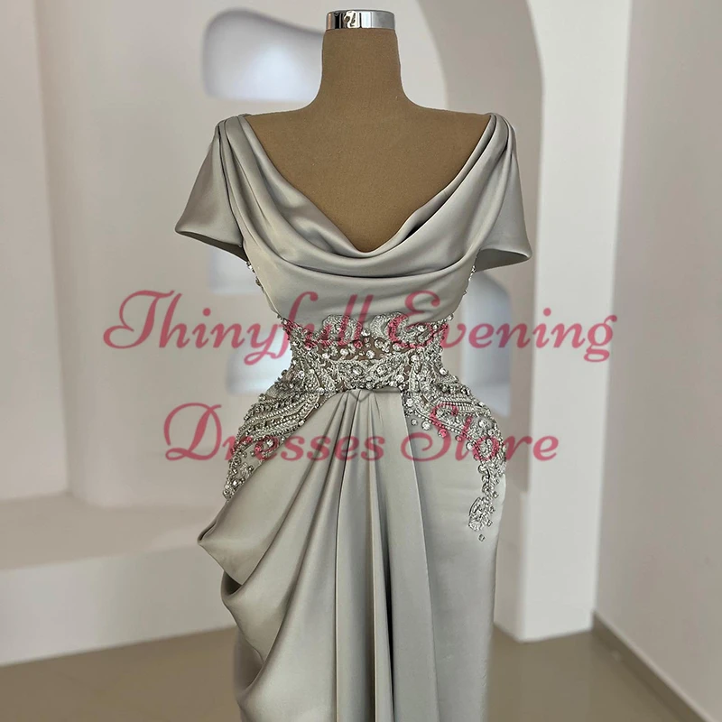 Thinyfull 2024 Sexy Mermaid Prom Dresses Women O-Neck Beadings Long Evening Dress Saudi Arabia Cocktail Party Gowns Custom Size