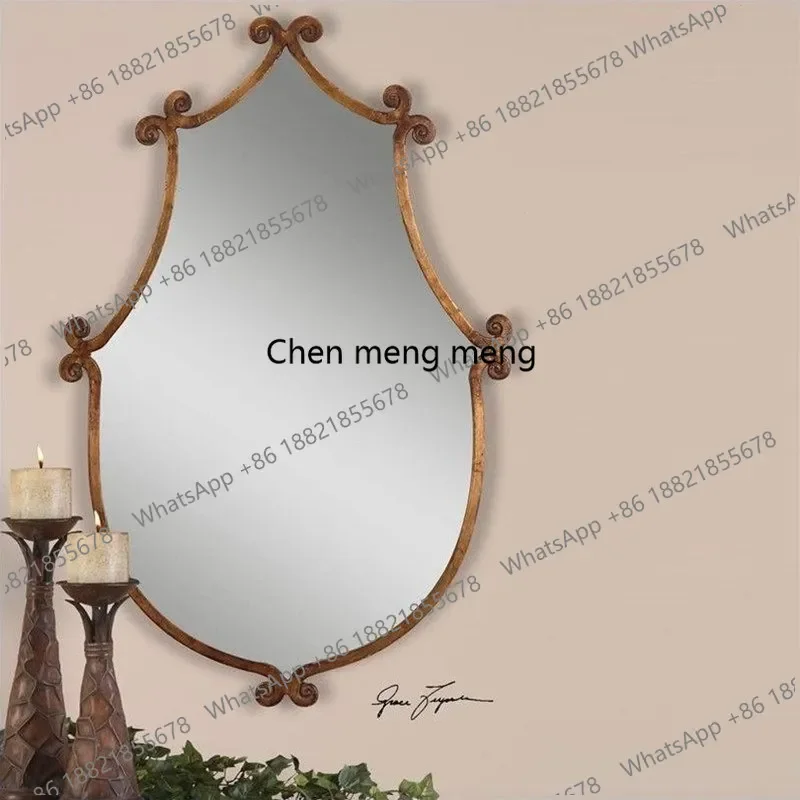 F181 French retro, wall-mounted cute wall-mounted fireplace decorative mirror, bathroom bathroom hand-washing makeup mirror