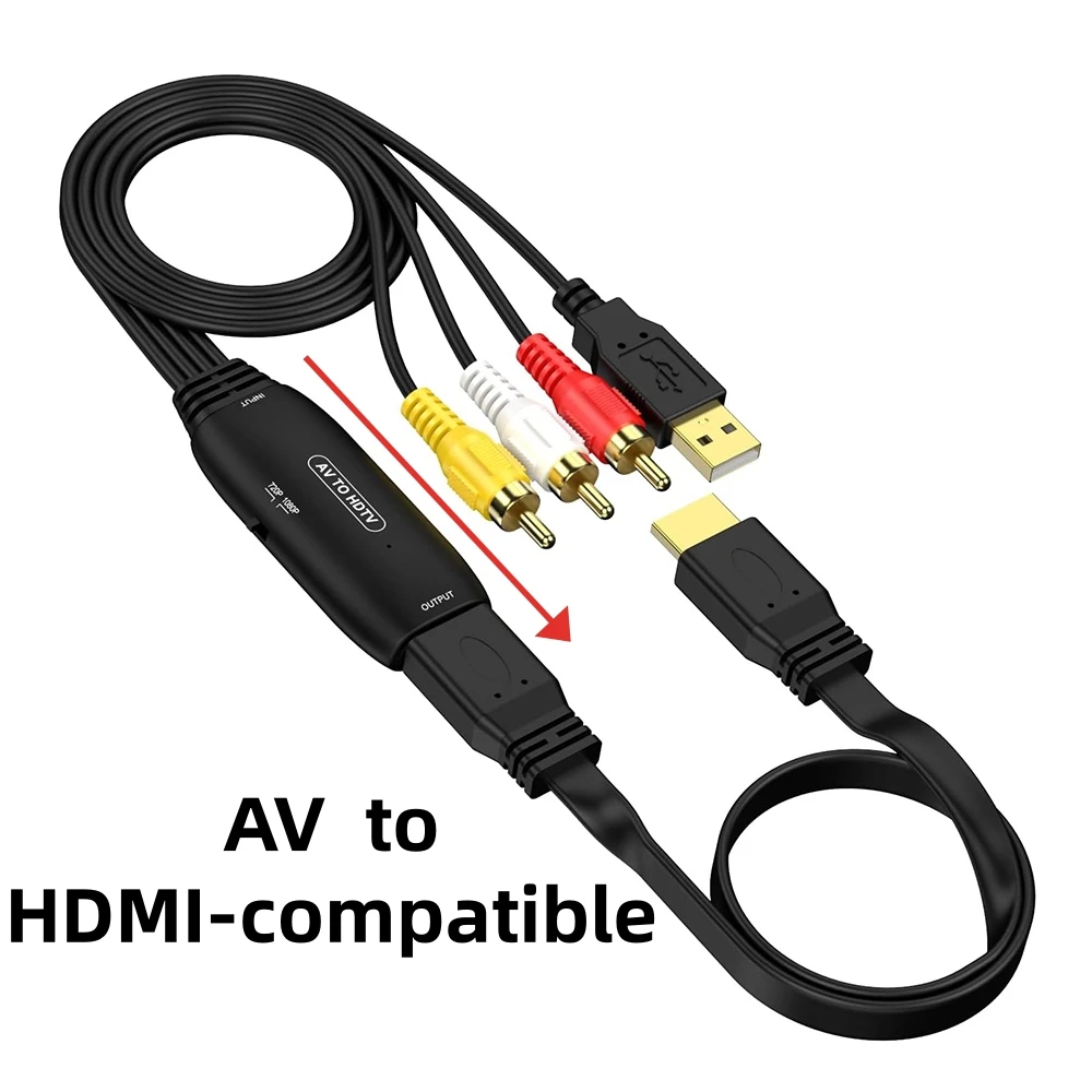 

AV 3-RCA Composite to HDMI-compatible Adapter with HD Cable USB Powered 1080P Audio Video Converter for PS3 Xbox DVD HDTV STB