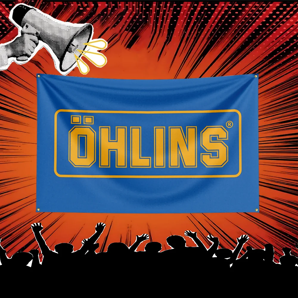 Ohlins Auto Parts Flag  Polyester Banner For Garage Workshop Wall Decor Mechanic Gift
