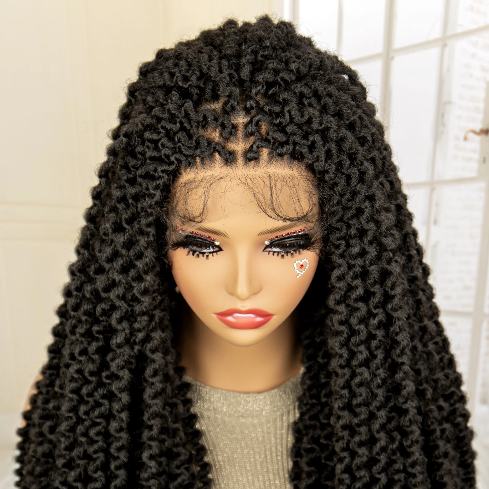 Perruque Synthétique Tressée Dreadlock pour Femmes Noires, Perruque Afro, 13 Tages, Perruque Frmeds avec Boîte de Cheveux de Bébé, 28 Pouces