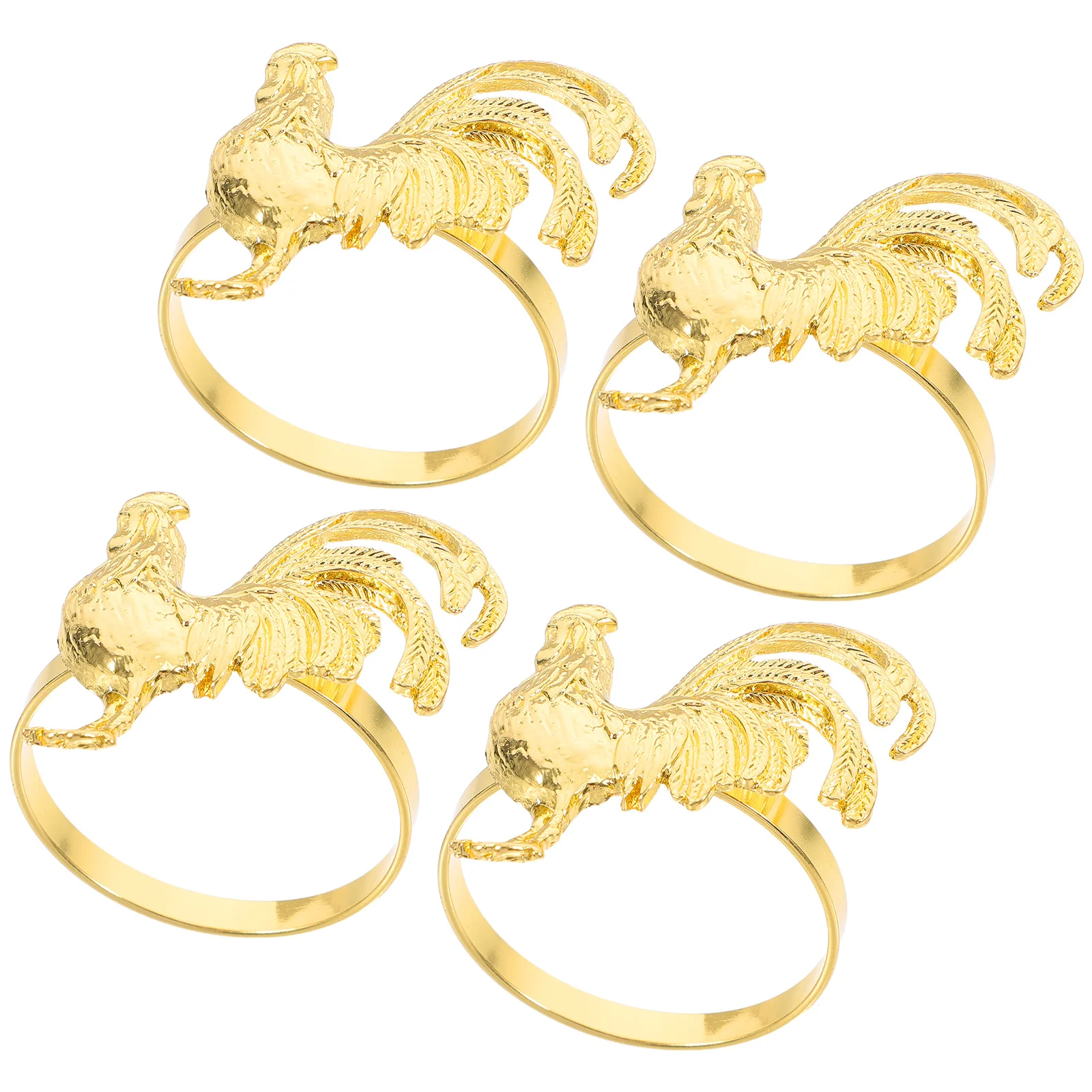 

4pcs Rooster Rings Alloy Metal Napkin Holders Elegant Table Decoration Banquet Party Restaurant Serviette Buckle Reusable