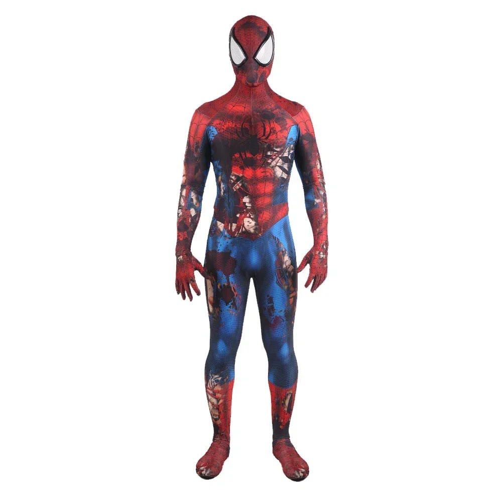 Increíble disfraz de superhéroe con estampado 3D de Spidey, mono de Zombie para adultos