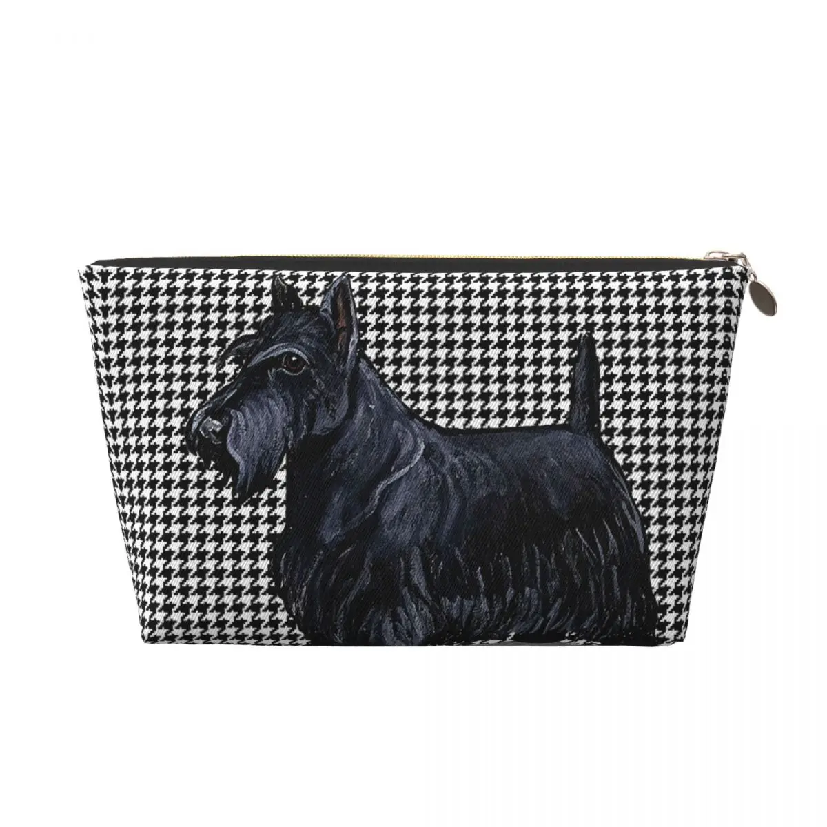 Custom Scottish Terrier Houndstooth Toiletry Bag Pet Scottie Dog Cosmetic Makeup Organizer Lady Beauty Storage Dopp Kit Case