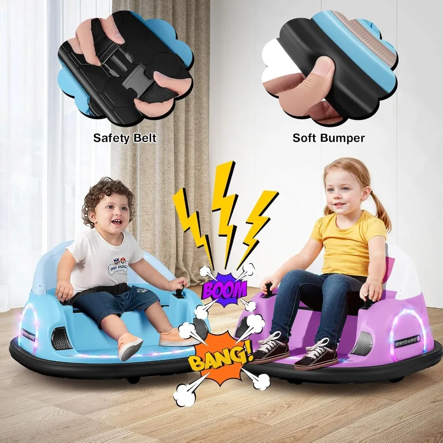 12v bebê pára-choques carro para crianças 1-3 passeio em carro de brinquedo com controle remoto 360 graus rotação música brilhante luzes led ele