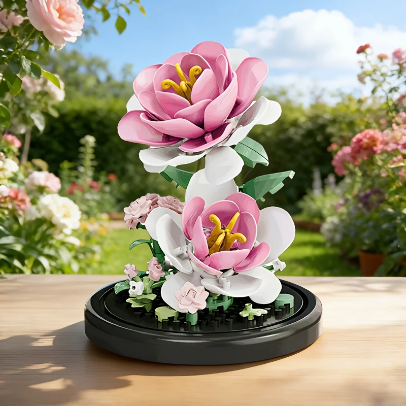 Mini Blocos de Montar [Nome da Flor] Bonsai, Kit DIY de Flores Eternas, Brinquedo Criativo de Decoração para Mesa de Casa e Escritório