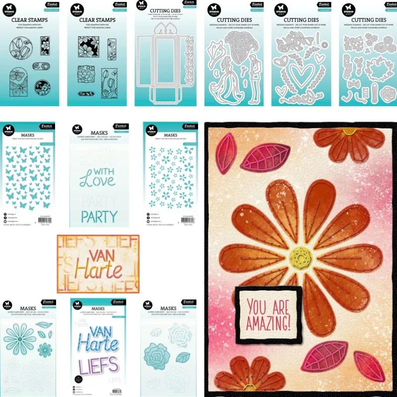 Heart Envelope Label Assortment Cutting Dies & Stamps & Stencil Scrapbook Diary Decoration Stencil Embossing Template DIY Greet