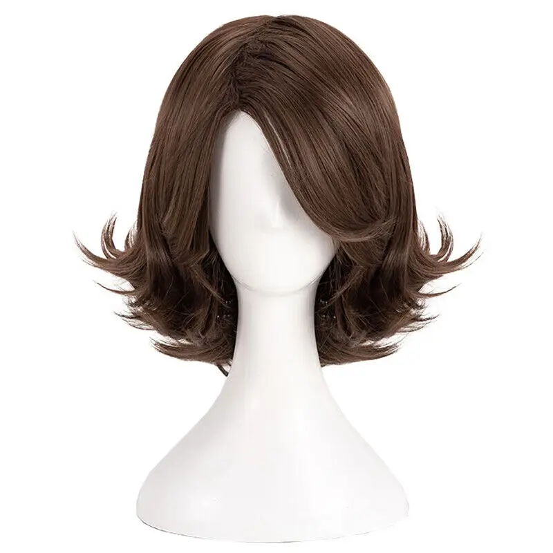 Final Fantasy Yuna Cosplay Wigs 40cm Medium Long Straight Brown Synthetic Hair