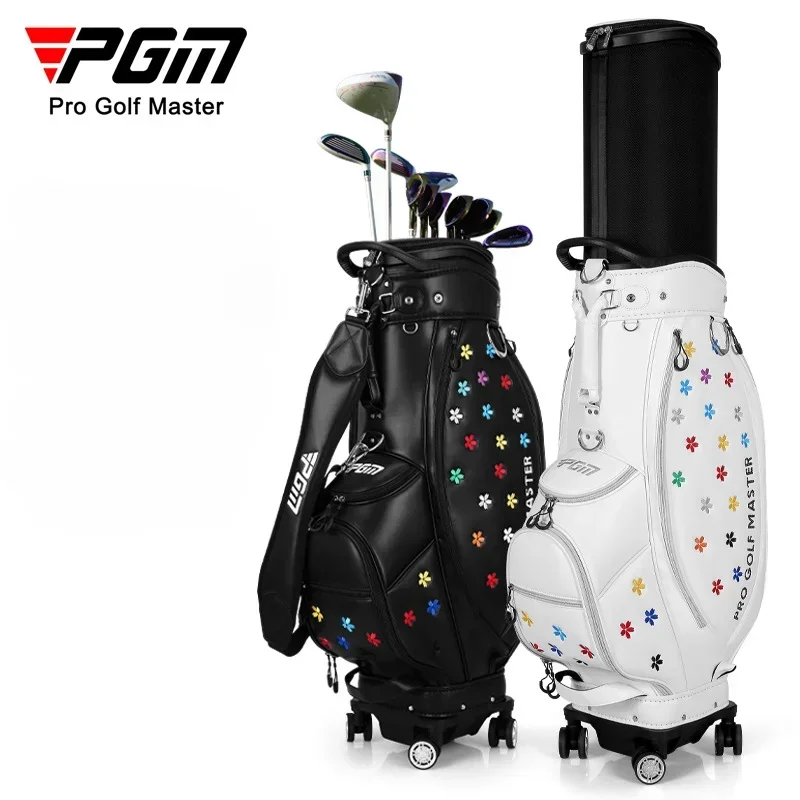 PGM Women's Golf Bag Microfiber Four Wheels Rain Cover Telescopic Ball Package Lady's Aviation Clubs Bag QB138