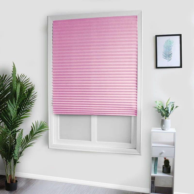 Non-Woven Shading Pleated Blinds Self-Adhesive Living Room Semi-Shading Blinds Curtains Kitchen Bedroom Curtains