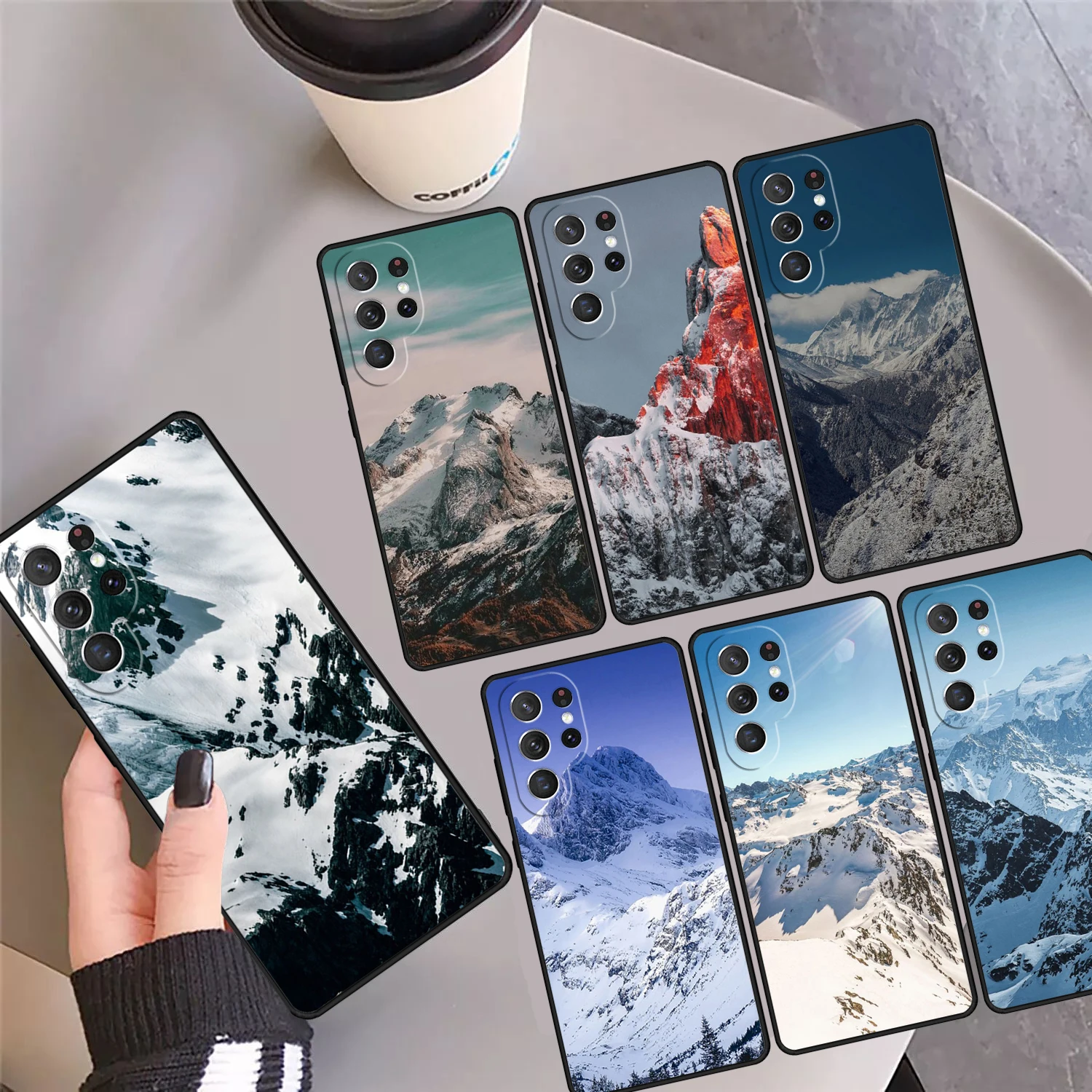 

Snowy Winter Mountain Phone Case Cover For Samsung GalaxyS25 S24 Ultra S23 S22 Plus S21 FE S20 Note 10 Pro 20 lite