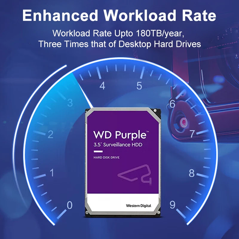 WD 퍼플 감시용 내부 하드 드라이브 디스크 3.5인치 64M 캐시 SATA III 6Gb/s 1TB 4TB 6TB 8TB HDD HD 하드디스크 CCTV DVR NVR용