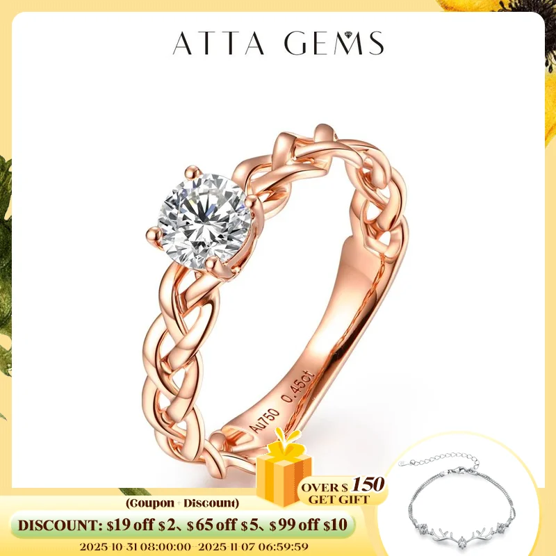 ATTAGEMS Round Cut 5.0mm Moissanite Ring for Women Men Solid 925 Sterling Silver Engegament Wedding with Certificate Gifts New