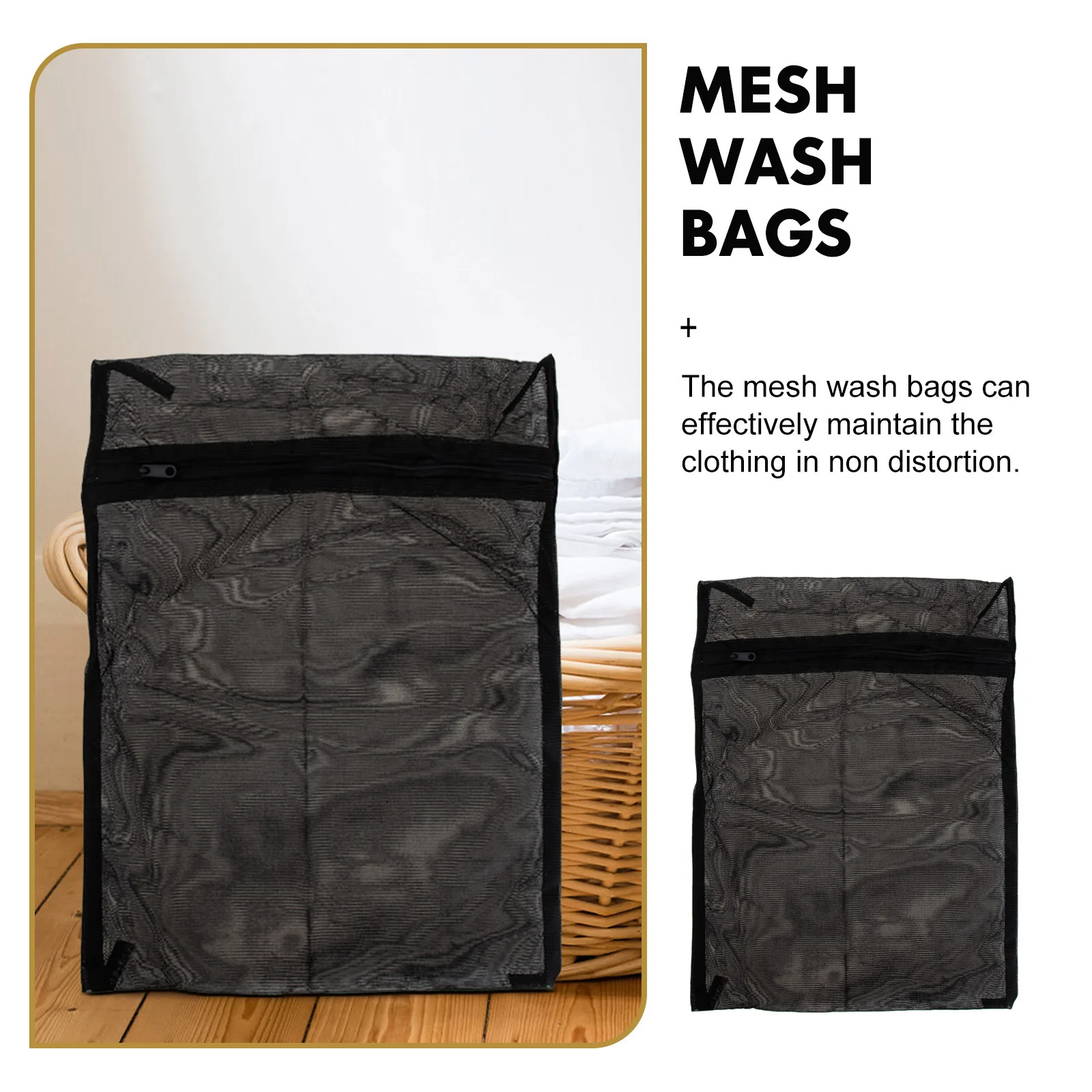 

6pcs Mesh Laundry Bags Thick Polyester Black For Socks Bras Underwear Washing Travel Organizer Clothing Storage Pouch