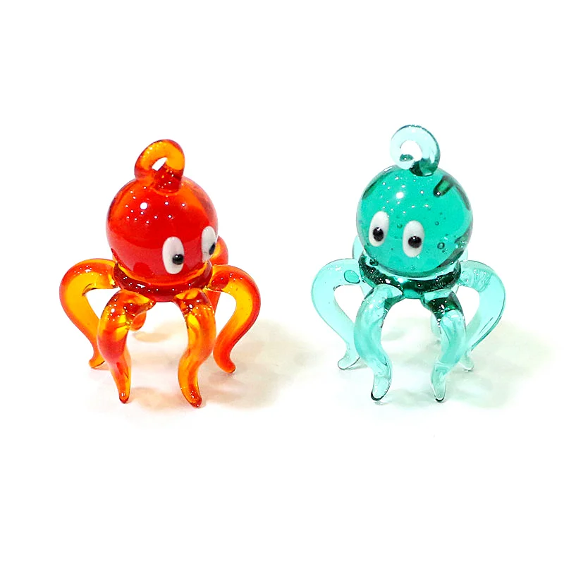 

Cute Murano Glass Octopus Mini Figurine Pendant Aquarium Decor Hanging Sea Animal Ornament Female DIY Jewelry Making Accessories